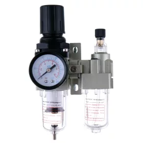   Unitate de Preparare Aer - Filtru, Separator de Apă, Regulator de Presiune și Uleiator 1/4" Technic AC2010-02 - 20 Microni