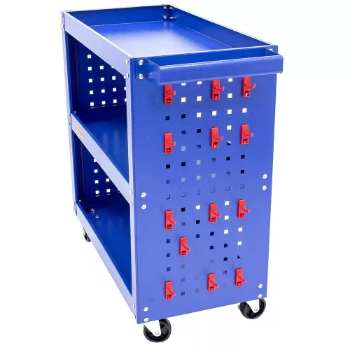 Carucior Robust cu 3 Polițe, Roți cu Rulmenți și Frâne, Suporturi pentru Scule - TC Technic