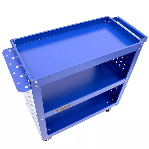 Carucior Robust cu 3 Polițe, Roți cu Rulmenți și Frâne, Suporturi pentru Scule - TC Technic