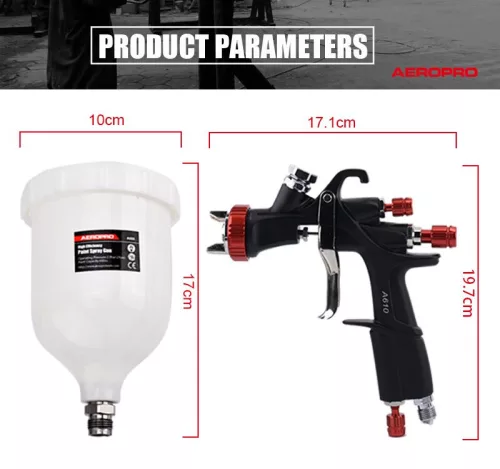 Pistol de Pulverizare Premium Aeropro A610 Volum Mic Presiune Mică 1,3 mm cu Consum Redus de Aer
