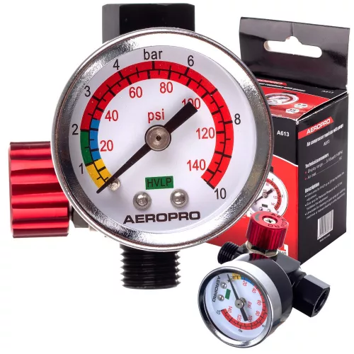 Mini Regulator de Presiune cu Manometru pentru Pistoale de Pulverizare Aeropro A613 Premium 1/4" (6.35 mm)
