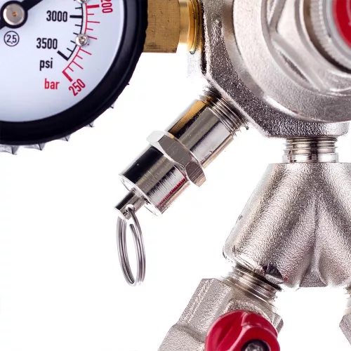 Reductor Dioxid de Carbon pentru Apă, Bere și Vin cu Dublă Siguranță și Dublu Manometru (2 supape de 8mm)