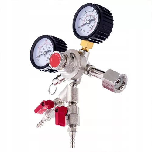 Reductor Dioxid de Carbon pentru Apă, Bere și Vin cu Dublă Siguranță și Dublu Manometru (2 supape de 8mm)