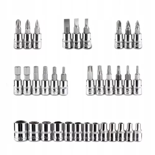 Set de Chei Tubulare cu Cutie din Plastic (46 piese) 1/4" TORX, HEX, PZ, PH - TC Technic JC10001