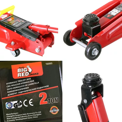 Cric Hidraulic Krokodil Big Red T82003C, Înălțime 130-375mm, Capacitate 2 Tone