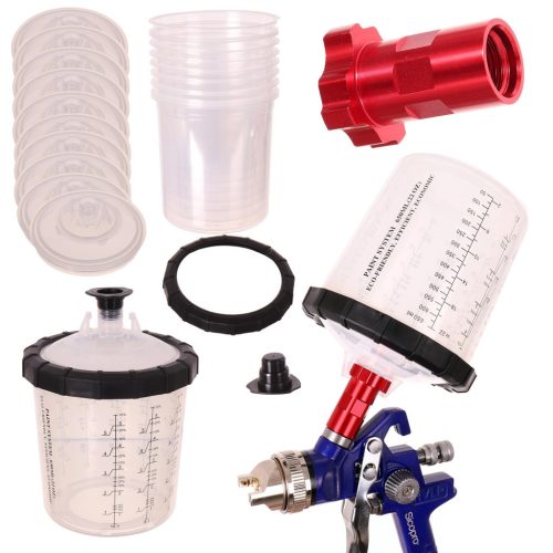 Set de Pahare de Unică Folosință pentru Amestecare Vopsea cu Capac și Filtru (11 buc) - Sistem "Sistem Personalizat de Amestecare" pentru Amestecare Lac (650 ml)