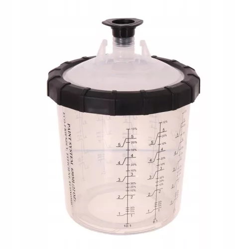Set de Pahare de Unică Folosință pentru Amestecare Vopsea cu Capac și Filtru (11 buc) - Sistem "Sistem Personalizat de Amestecare" pentru Amestecare Lac (650 ml)
