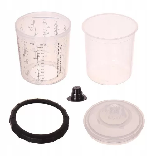 Set de Pahare de Unică Folosință pentru Amestecare Vopsea cu Capac și Filtru (11 buc) - Sistem "Sistem Personalizat de Amestecare" pentru Amestecare Lac (650 ml)
