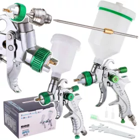   Set Profesional de Pulverizare HVLP cu 3 Duze (0,8mm, 1,4mm, 1,7mm), Două Pistoale, Rezervoare 600ml și 125ml TC Technic SET601