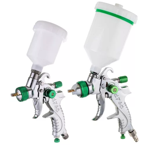 Set Profesional de Pulverizare HVLP cu 3 Duze (0,8mm, 1,4mm, 1,7mm), Două Pistoale, Rezervoare 600ml și 125ml TC Technic SET601