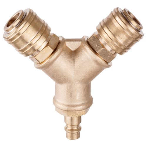 Distribuitor Pneumatic de Aer cu T-idom și Conector Rapid - Alamă 1/2"