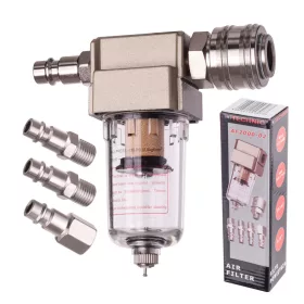   Filtru de aer, separator de apă cu supapă de golire și conexiune de 1/4" pentru sisteme pneumatice