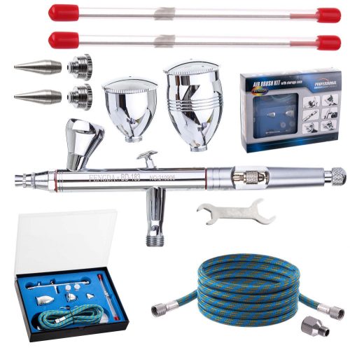 Set Aerograf Profesional Fengda BD-183K cu Duze Interșanjabile și Rezervoare Multiple