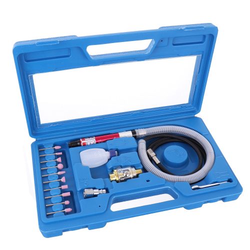 Set Mini Polizor Pneumatic cu Carcasă din Plastic, Viteză 54.000 rotații/minut, Mandrină de 3 mm, Rotake RT-1211K2