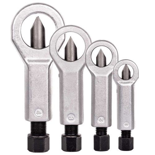 Set Profesional pentru Îndepărtarea Piulițelor Deteriorate, 4 Piese, Dimensiuni Variabile 9-27 mm, Include Braț pentru Deșurubare, în Valiză de Plastic
