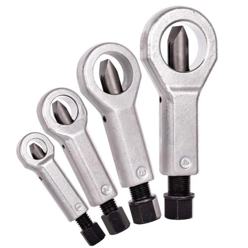 Set Profesional pentru Îndepărtarea Piulițelor Deteriorate, 4 Piese, Dimensiuni Variabile 9-27 mm, Include Braț pentru Deșurubare, în Valiză de Plastic