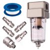 Set de Filtrare și Uscare Aer, Separator de Apă 1/4" cu Accesorii și Bandă PTFE (politetrafluoretilenă)