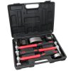 Set Ciocane pentru Prelucrarea Tablei în Geantă de Plastic, 4 Nicovale și 3 Ciocane LT-A1226-2, 26 cm, Mânere din Fibră de Carbon
