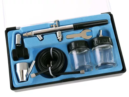Airbrush Profesional Fengda BD-128 cu Duza de 0,35 mm și Rezervoare Inferioare