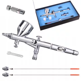   Set Aerograf Profesional Technic HS-80KT cu 3 Duze și Conector Rapid 0,2, 0,3, 0,5 mm