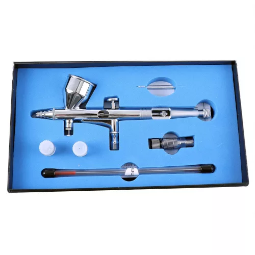 Set Aerograf Profesional Technic HS-80KT cu 3 Duze și Conector Rapid 0,2, 0,3, 0,5 mm