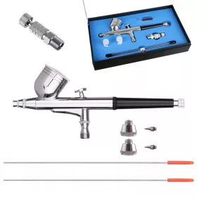   Set Aerograf Profesional Modelare cu 3 Duze și Conector Rapid 0.2, 0.3, 0.5 mm Technic HS-30KT