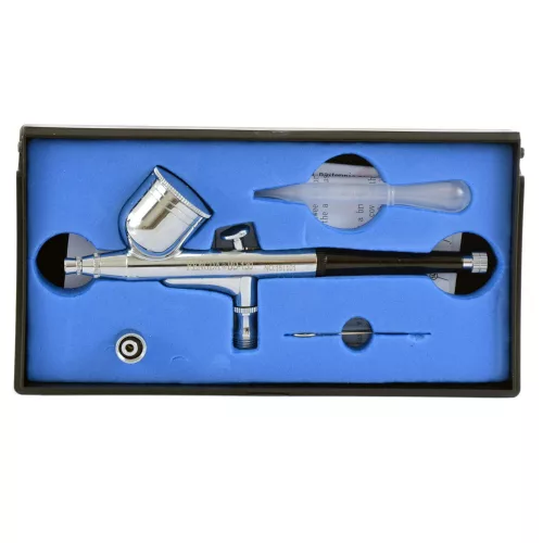 Set Aerograf Profesional cu Compresor, Pulverizator, Furtun, Vopsele și Suport Fengda AS-186 + Fengda BD-130