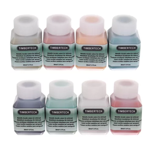 Set de Vopsele Metalice Acrilice pentru Aerograf, 8 Culori, 8x30ml, Fengda Timbertech