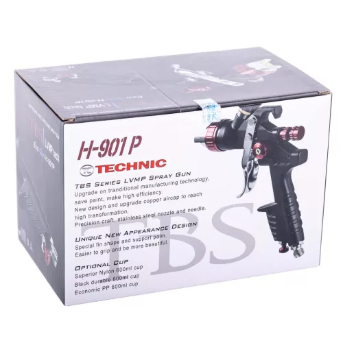 Pistol de Vopsit Profesional LVLP Technic H-901P, Furtun 1/4", Duza 1,4 mm, Presiune 2-2,3 bar, Rezervor 600 ml
