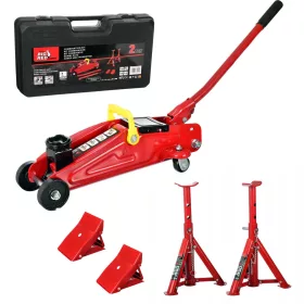   Set Cric și Suport Auto Big Red 820050 KIT, 2 Tone, cu Husă de Plastic pentru Reparații Auto