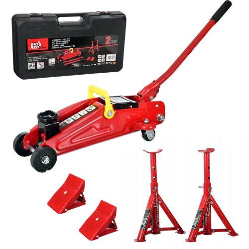 Set Cric și Suport Auto Big Red 820050 KIT, 2 Tone, cu Husă de Plastic pentru Reparații Auto