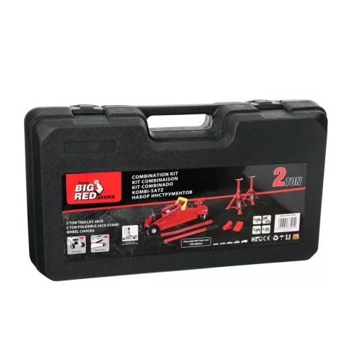 Set Cric și Suport Auto Big Red 820050 KIT, 2 Tone, cu Husă de Plastic pentru Reparații Auto