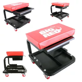   Scaun de Atelier cu Suport pentru Unelte și Sertar, Roți cu Rulmenți Big Red TR6100C
