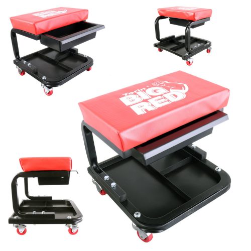 Scaun de Atelier cu Suport pentru Unelte și Sertar, Roți cu Rulmenți Big Red TR6100C