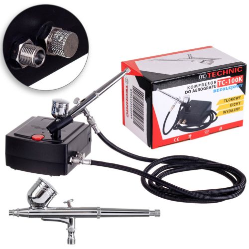 Mini Compresor Aerograf Silențios cu Set de Pulverizare Tehnic TC-100K