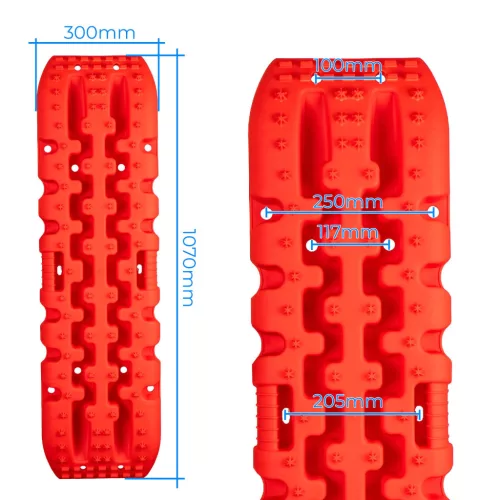 Set 2 Bucăți Capcană de Nisip pentru Off-Road 4x4, Utilizabil în Noroi și Zăpadă, Capacitate 10T, Tehnic TS503, Roșu