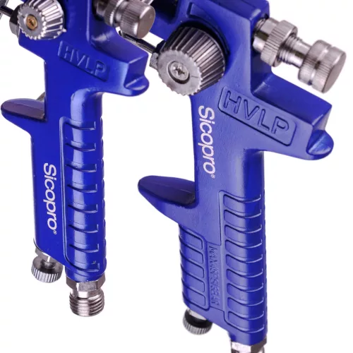 Set Pistol de Vopsit HVLP în Valiză de Plastic cu 2 Pistoale Sicopro PL827-2000P, Furtunuri de 0,8 mm, 1,4 mm și 1,7 mm
