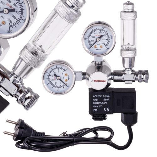 Reductor Dioxid de Carbon cu Supapă Magnetică și Contor de Bule pentru Acvarii (230V) TC Technic TC-T-BBL