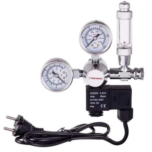 Reductor Dioxid de Carbon cu Supapă Magnetică și Contor de Bule pentru Acvarii (230V) TC Technic TC-T-BBL