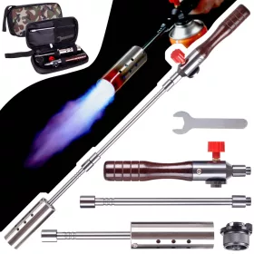   Set arzător gaz cu 3 piese în husă de pânză, cu conector 7/16" și adaptor baionetă TC Technic UP309