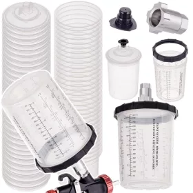   Set de Pahare 50 Bucăți pentru Amestec Vopsea cu Sistem PPS FPS 800 ml 125 µm cu Adaptor