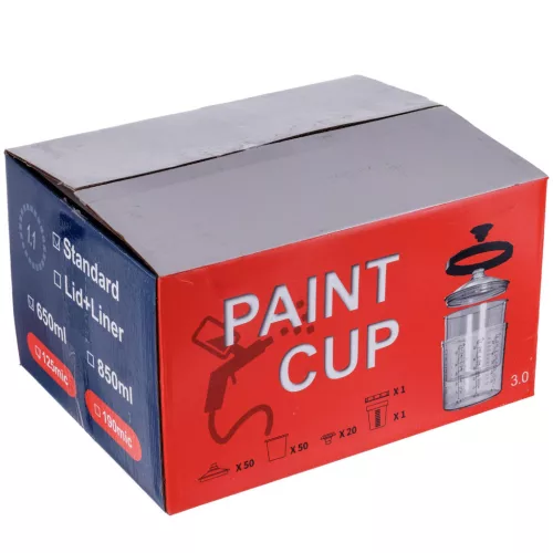 Set de 50 de Pahare de Amestec de Vopsea de Unică Folosință, Sistem Sistemul de Preparare a Vopselelor cu Filtru (650 ml)