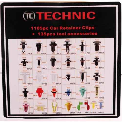 Set Universal de 1240 de Cleme și Extractoare pentru Tapițerie TC TEhnic - Compatibil cu Majoritatea Mărcilor, Cleme Universale din Plastic, 5 Extractoare incluse