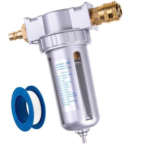 Filtru de Aer pentru Compresor 1/2" 40 microni cu Bandă de Etanșare și Conectori Rapizi