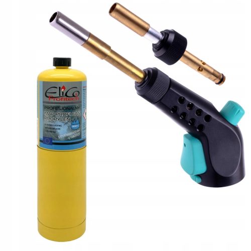 Arzător de Gaz Propan MAPP cu Aprindere Piezo și Două Duze + 1 Cartuș Gaz Elico MAPP TC Tehnic 019CGA+1X