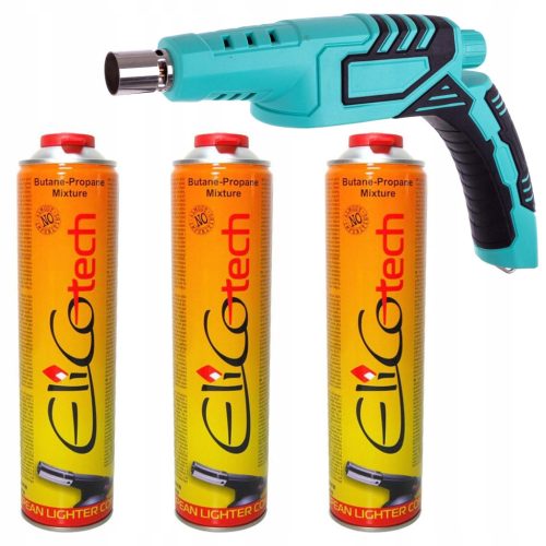 Lampă de Lipit cu Gaz Propan-Butan cu Aprindere Piezo + 3 Cartușe Gaz EliCo 600 ml TC Technic PV888SP-360-3X