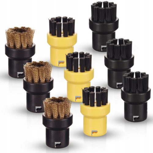 Set de Perii 9 Bucăți Compatibil cu Karcher SC 1-5 - 6 Perii din Plastic, 3 Perii din Alamă