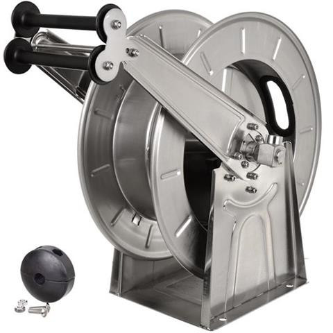 Suport Automat din Oțel Inoxidabil pentru Furtun de 3/8", 20 Metri, Presiune Maximă 210 BAR, Temperatură Maximă 100°C