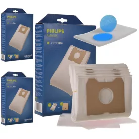 12x szintetikus mikroszálas porzsák + motorvédő szűrő + mikroszűrők Philips Triathlon 1400, Triathlon 2000, Athena és Duathlon porszívókhoz (PMB01K)