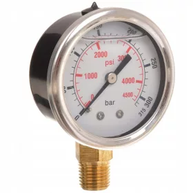   Manometru cu Baie de Glicerină 315 Bar cu Conexiune Inferioară 1/4", Diametru 50 mm, pentru Spălătoare de Înaltă Presiune